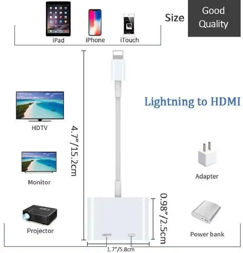 Adaptador Lightning A Hdmi Iphone Ipad Ipod Full Hd