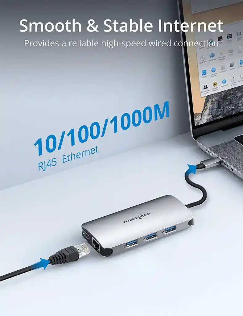 Adaptador Usb Macbook Laptop A Hdmi Ethernet Usb Tipo C