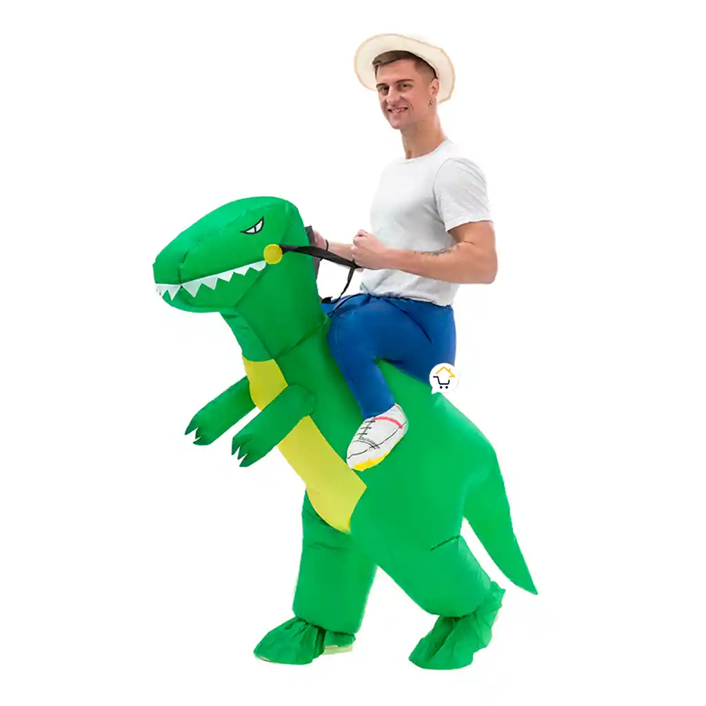 Disfraz De Dinosaurio Verde Inflable Montable Adulto Halloween