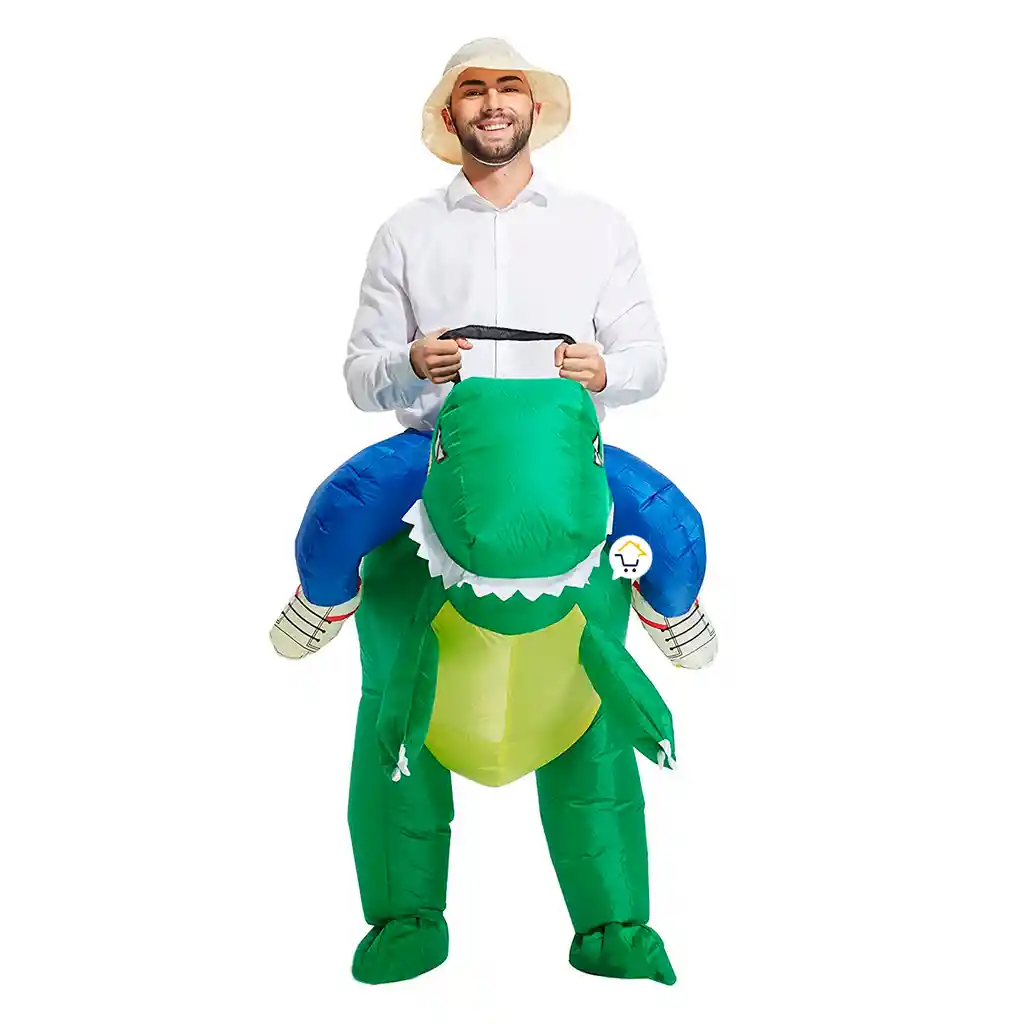 Disfraz De Dinosaurio Verde Inflable Montable Adulto Halloween