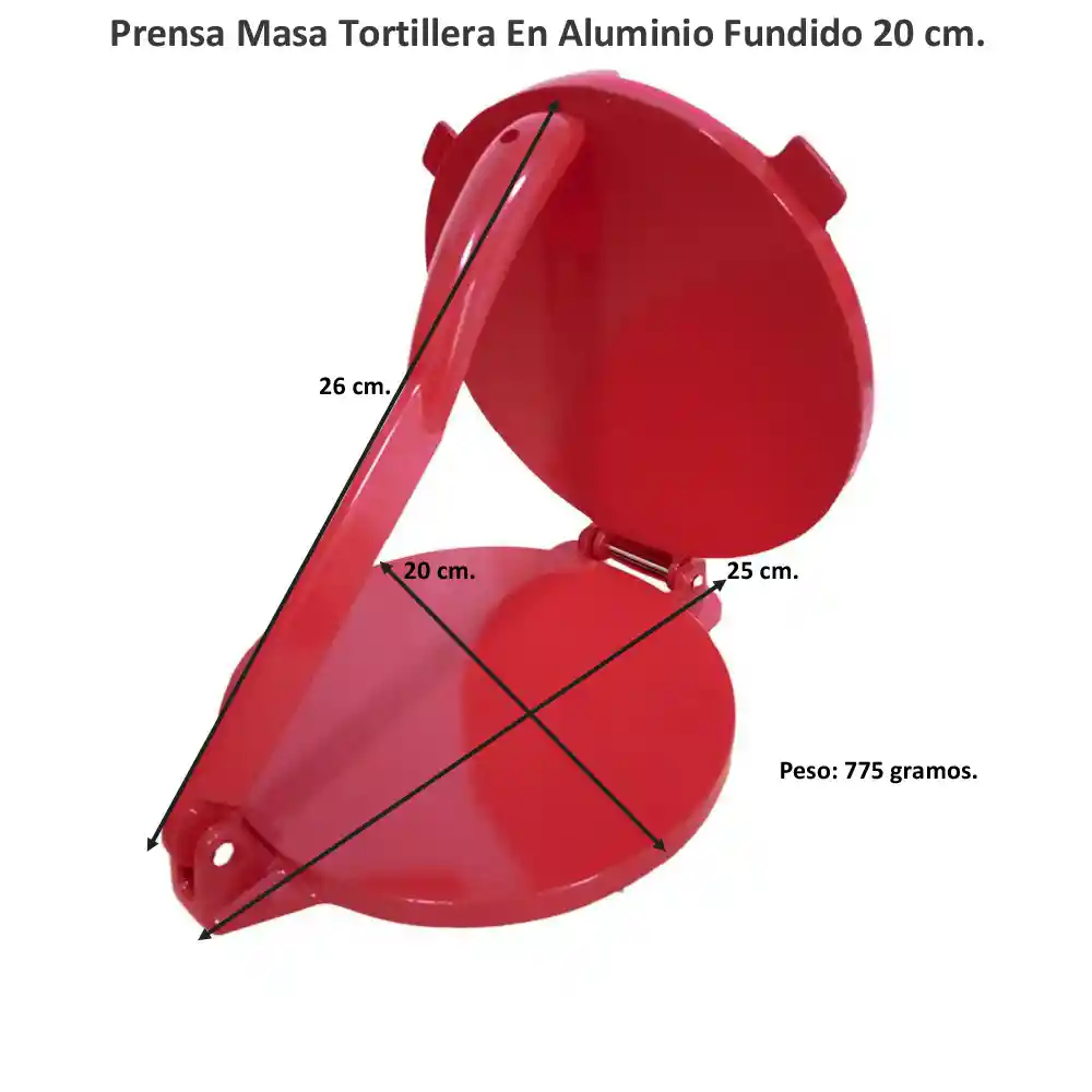 Tortillera/prensa Masa-pataconera En Aluminio Fundido