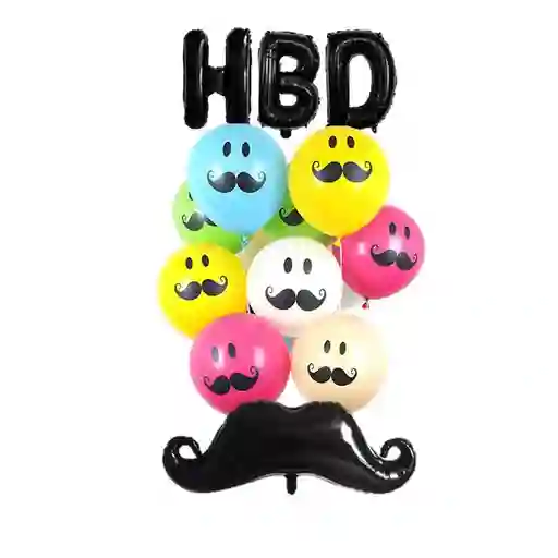 Globo Latex X 12 Und Muchache Colores Hbd Bigotes