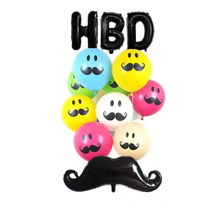 Globo Latex X 12 Und Muchache Colores Hbd Bigotes