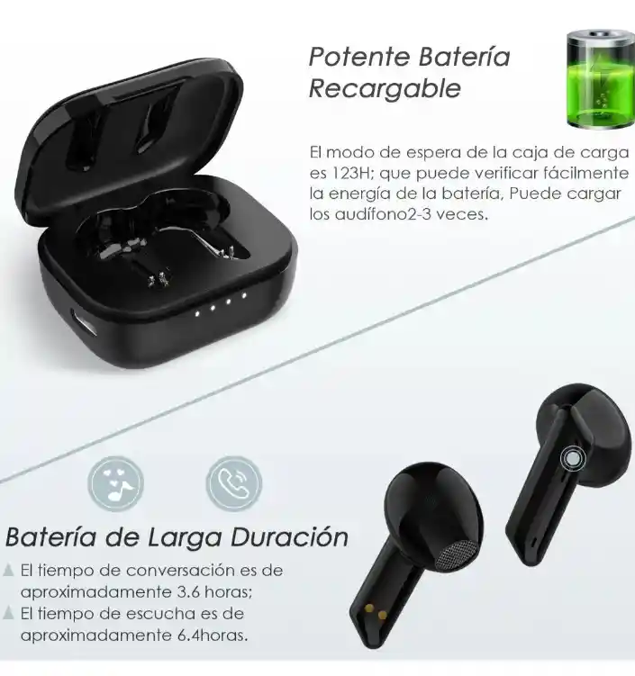Audífonos Bluetooth In-ear Original Mega Bass Sonido Potente