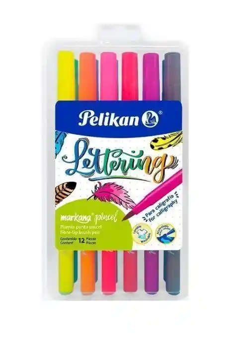 Plumones Lettering Markana Punta Pincel X12 Piezas