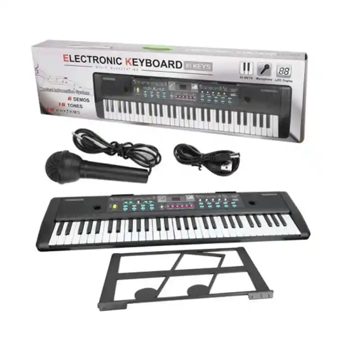 Juguete Organeta Piano Teclado 61 Teclas Mp3 Radio Fm. Mq-605