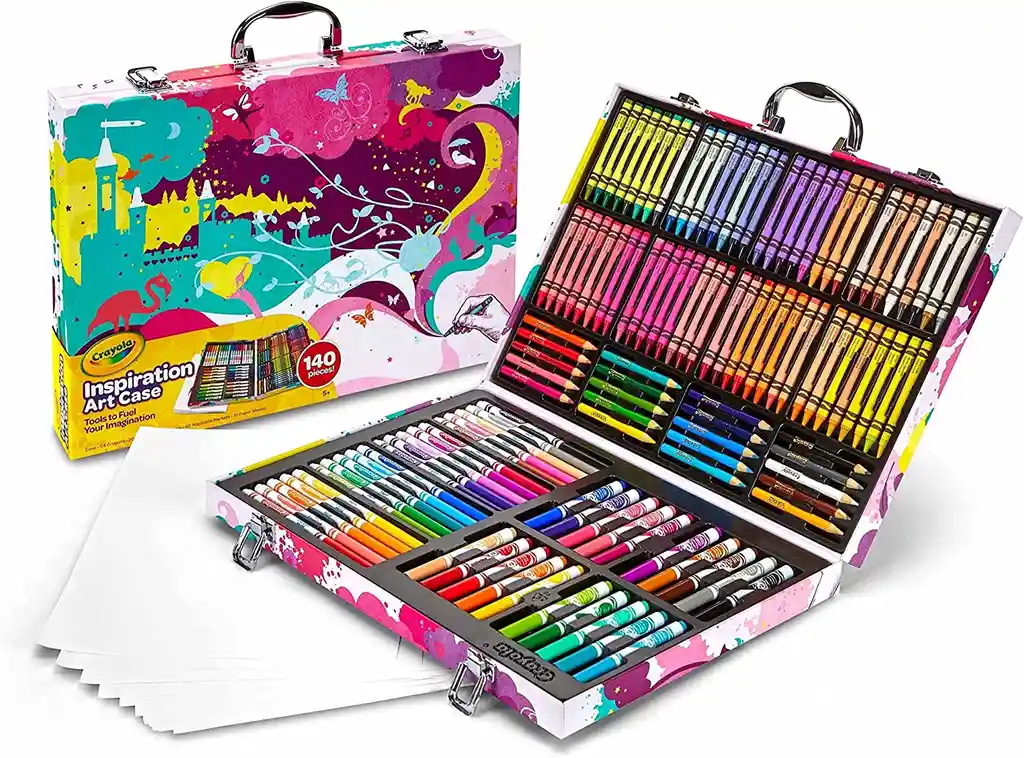 Kit De Arte Crayola Original De Lujo Maleta X 144 Piezas Crayones Marcadores Lavables Colores Hojas