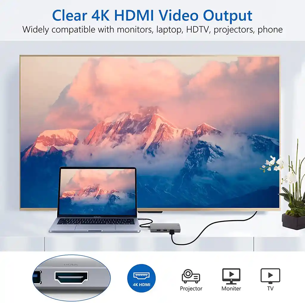 Adaptador Usb C A Hdmi Ethernet Rj45 Macbook Usb Win