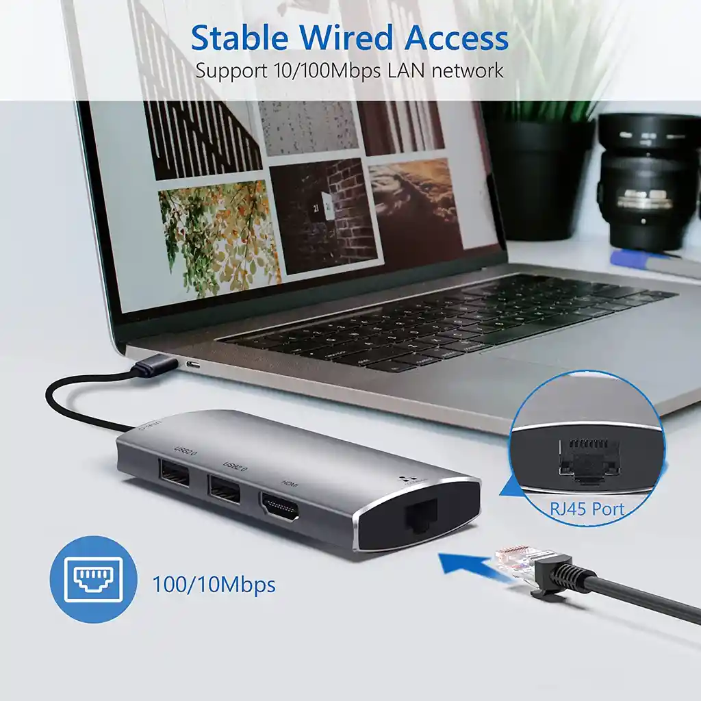 Adaptador Usb C A Hdmi Ethernet Rj45 Macbook Usb Win