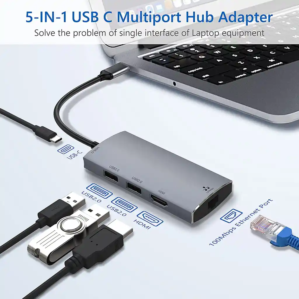 Adaptador Usb C A Hdmi Ethernet Rj45 Macbook Usb Win