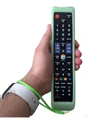 Forro Protector Silicona Control Tv Samsung Modelo Largo Verde Fluo