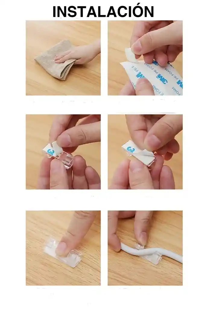 Clip Organizador De Cables Adhesivo X 40 Und