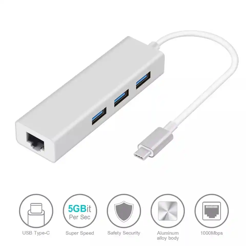 Adaptador De Red Gigabit Ethernet Hub Usb3.0 / 3 Puertos Hub