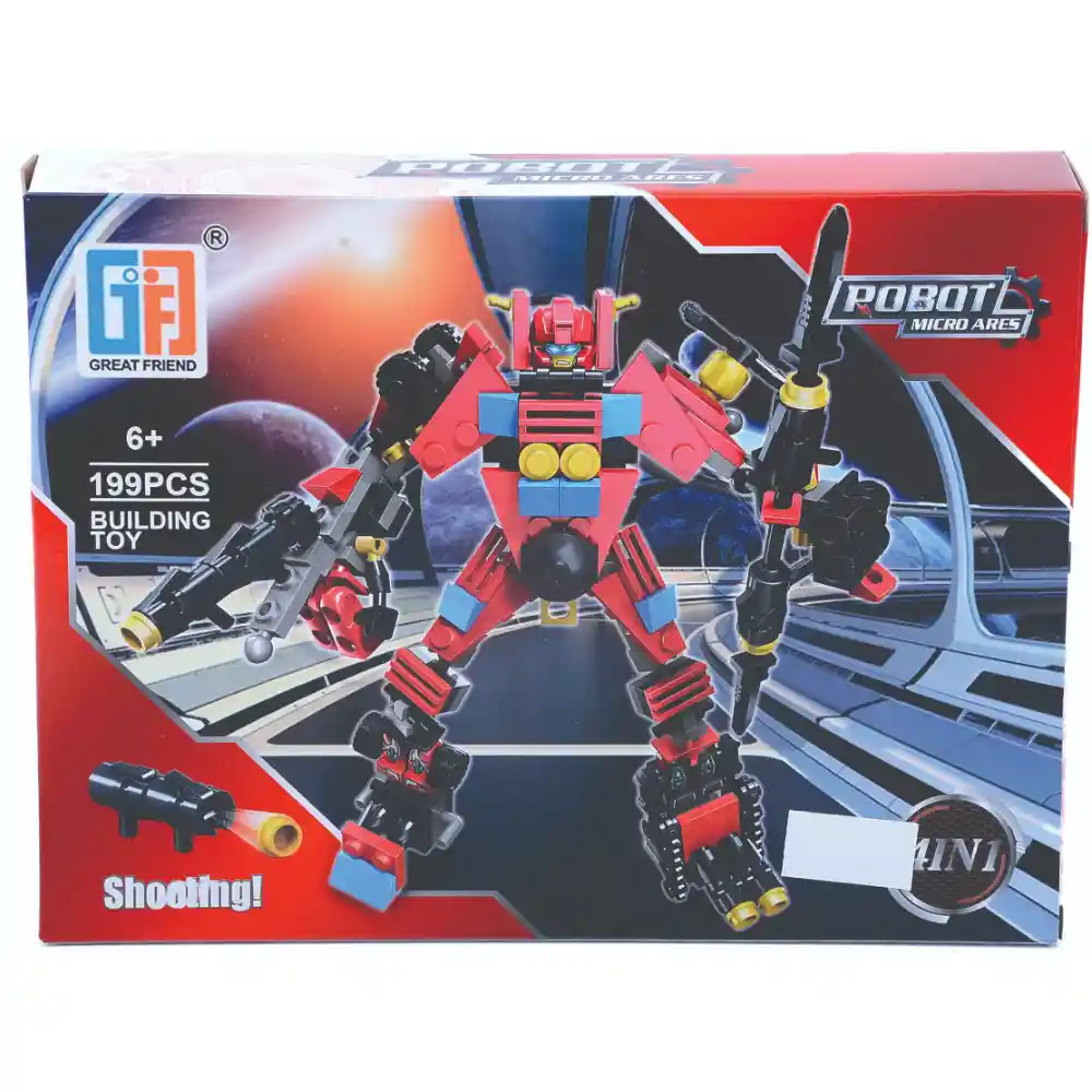 Robot Micro Rojo Bloques 199 Piezas Caja