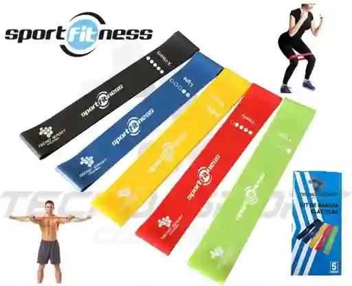 Kit 5 Banda Elástica Sportfitness Tonificación Gym