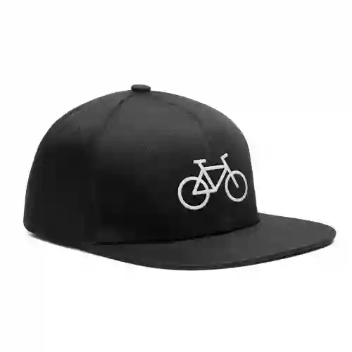 Gorra Negra Bicicleta Blanca Plana