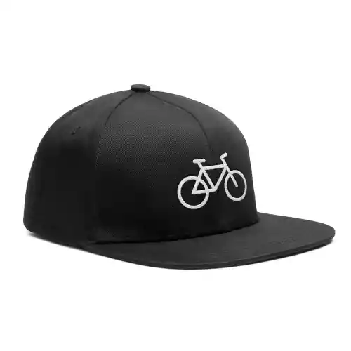 Gorra Negra Bicicleta Blanca Plana