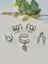 Ear Cuff Setx5 Clips Plata + Ear Cuff Hoja Colgante