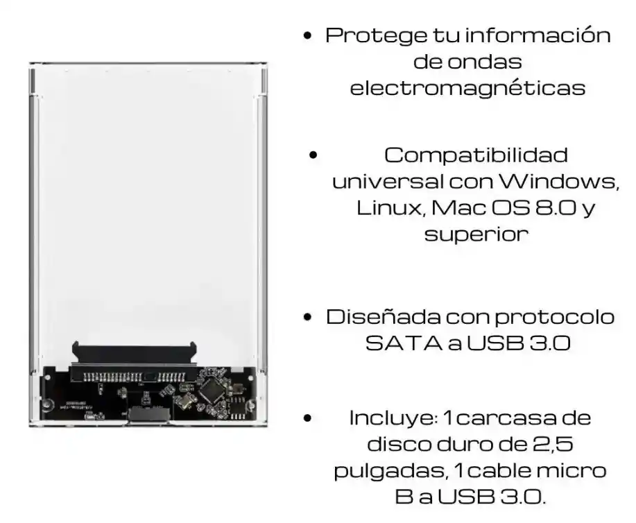 Caja Externa Case Disco Duro Sata 2.5 Usb 3.0 Transparente