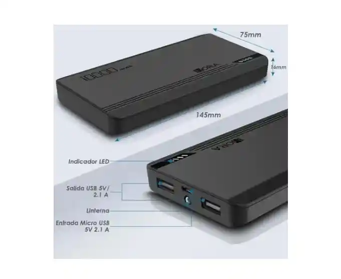 Power Bank Dual Usb 10.000 Mah Original 1hora