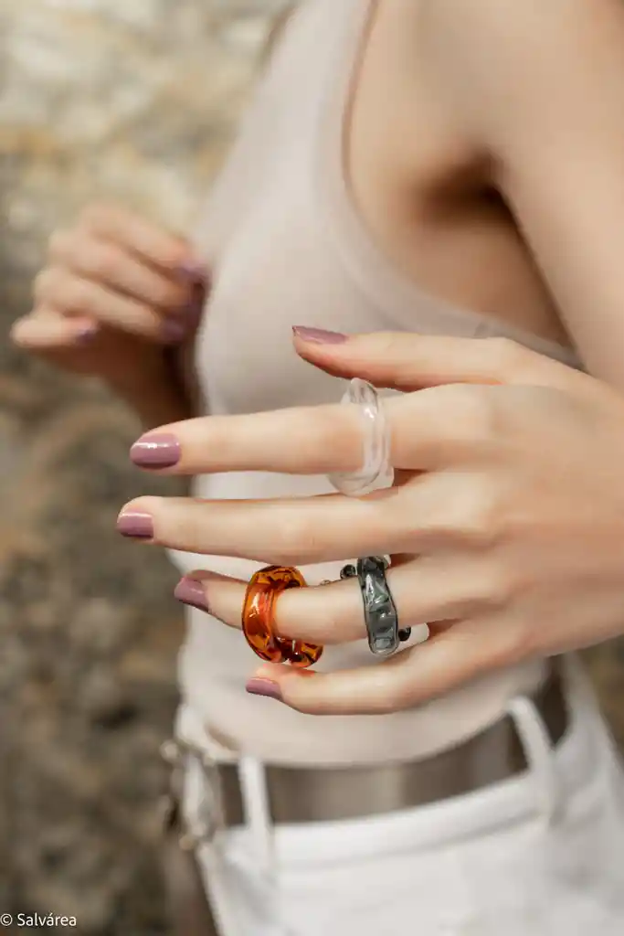 Anillo Remolino Blanco, Ambar, Verde, Rosado O Turquesa