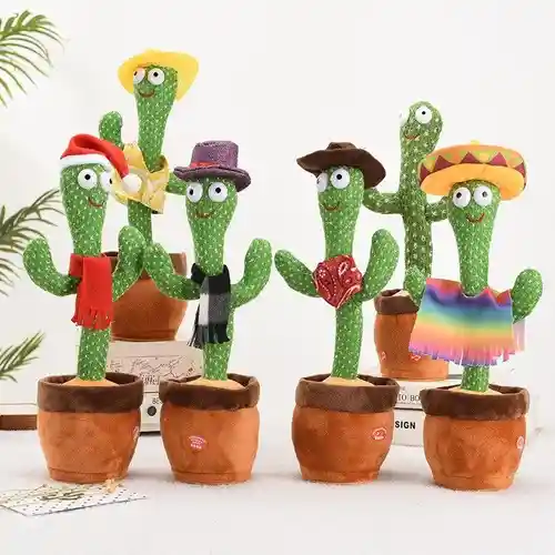 Muñeco Cactus Bailarin Peluche Repetidor De Voz Y Música