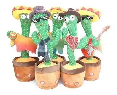 Muñeco Cactus Bailarin Peluche Repetidor De Voz Y Música