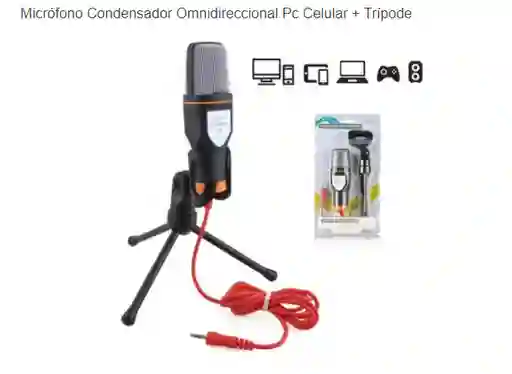 Micrófono Condensador Omnidireccional Pc Celular + Trípode