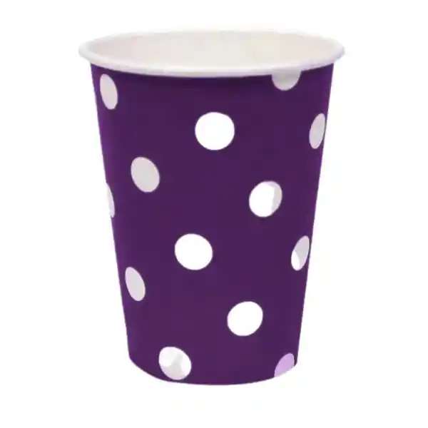 Paquete De Vasos Polka Morados