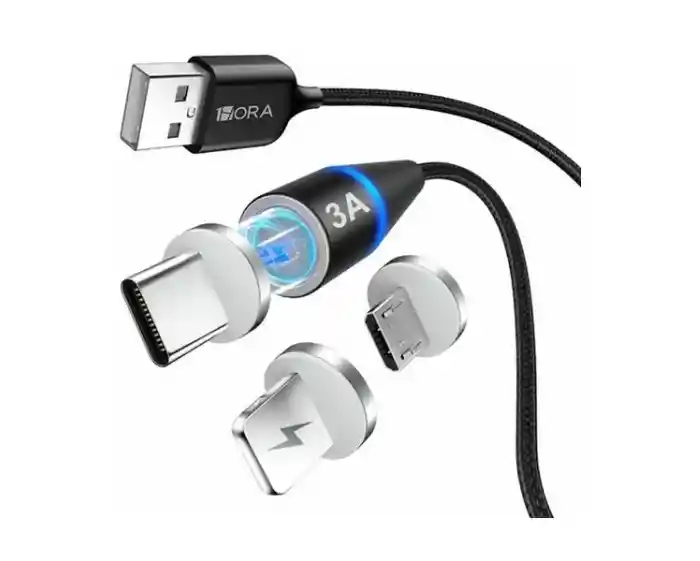 Cable Magnético 3 En 1 Carga Rápida Usb V8,lightning,c