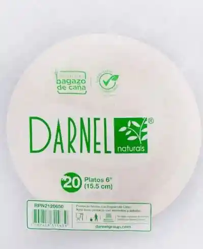 Plato Desechable Bagazo De Caña 15.5 Cm Darnel