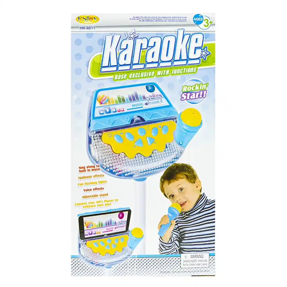 Juguete Karaoke Infantil Ajustable Con Micrófono, Conexión Mp3 Efectos Y Luces Ref Hk-6011