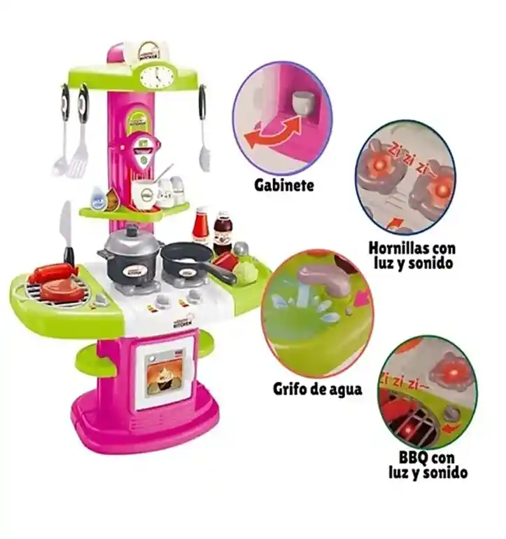 Juguete Cocina Infantil Con Luces Sonido Y Accesorios 16808a