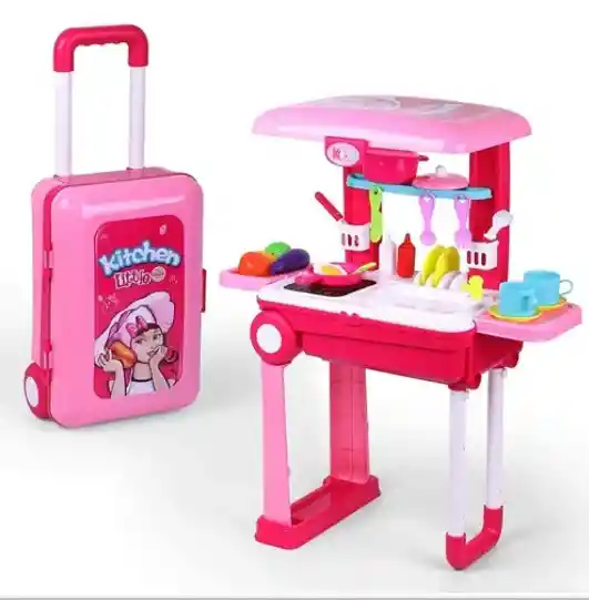 Juguete Cocina Infantil Portátil Maleta Para Niña 008-921a