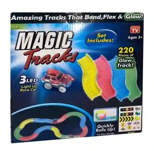Juguete Pista Magic Tracks Para Niños. Con Carro + Adhesivos