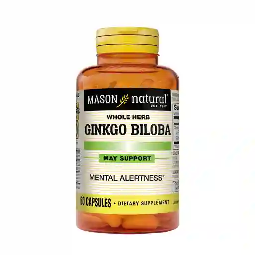 Mason Natural Ginkgo Bilobapremium Herb 125 Mg Hierba Adaptogena 60 Capsulas