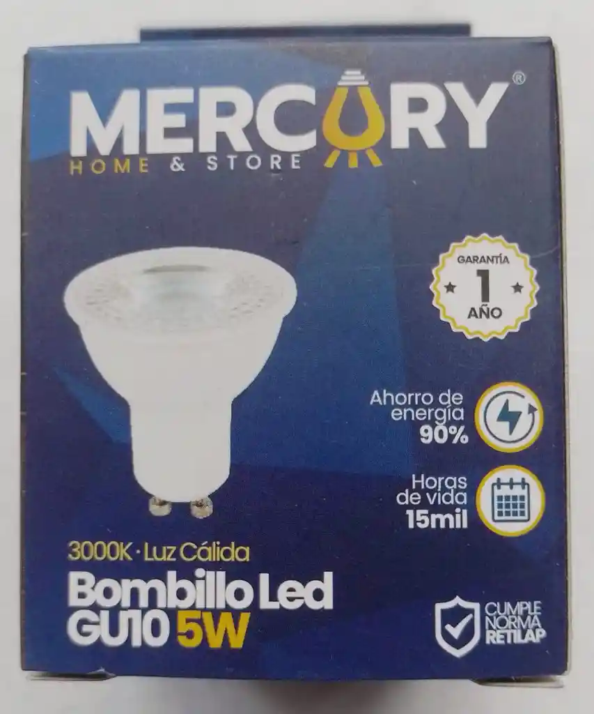 Bombillo Led Gu10 5w Luz Calida Mercury