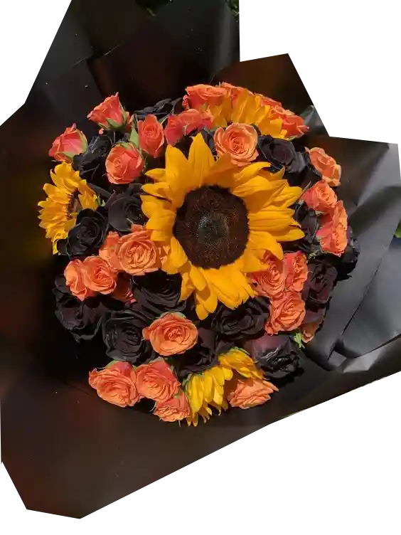 Rosas Negras, Naranjas, Girasoles Reina De Corazones