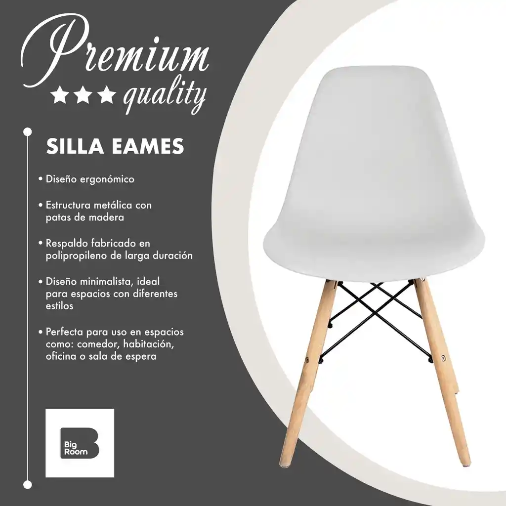 Kit De 2 Sillas Eames Moderna Minismalista Silla Comedor