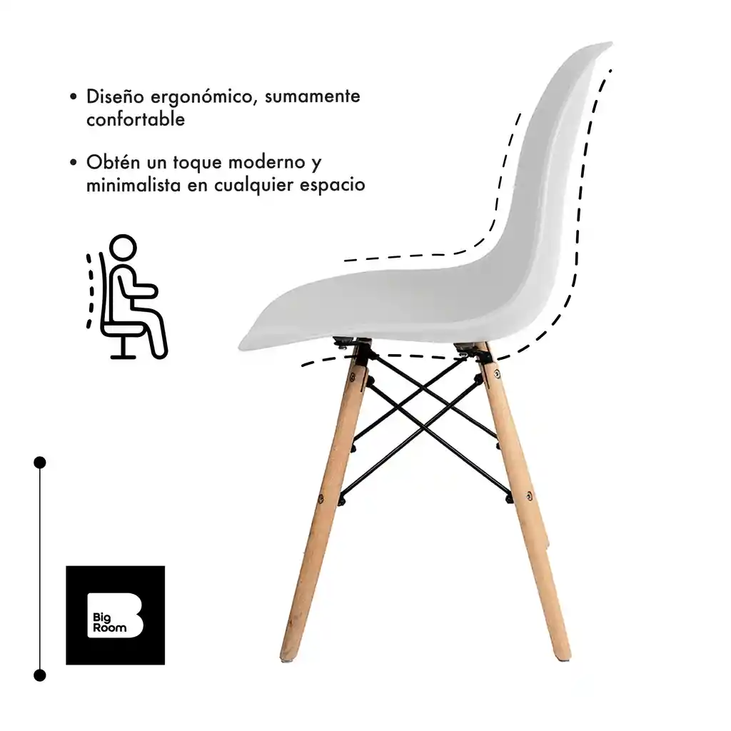 Kit De 2 Sillas Eames Moderna Minismalista Silla Comedor