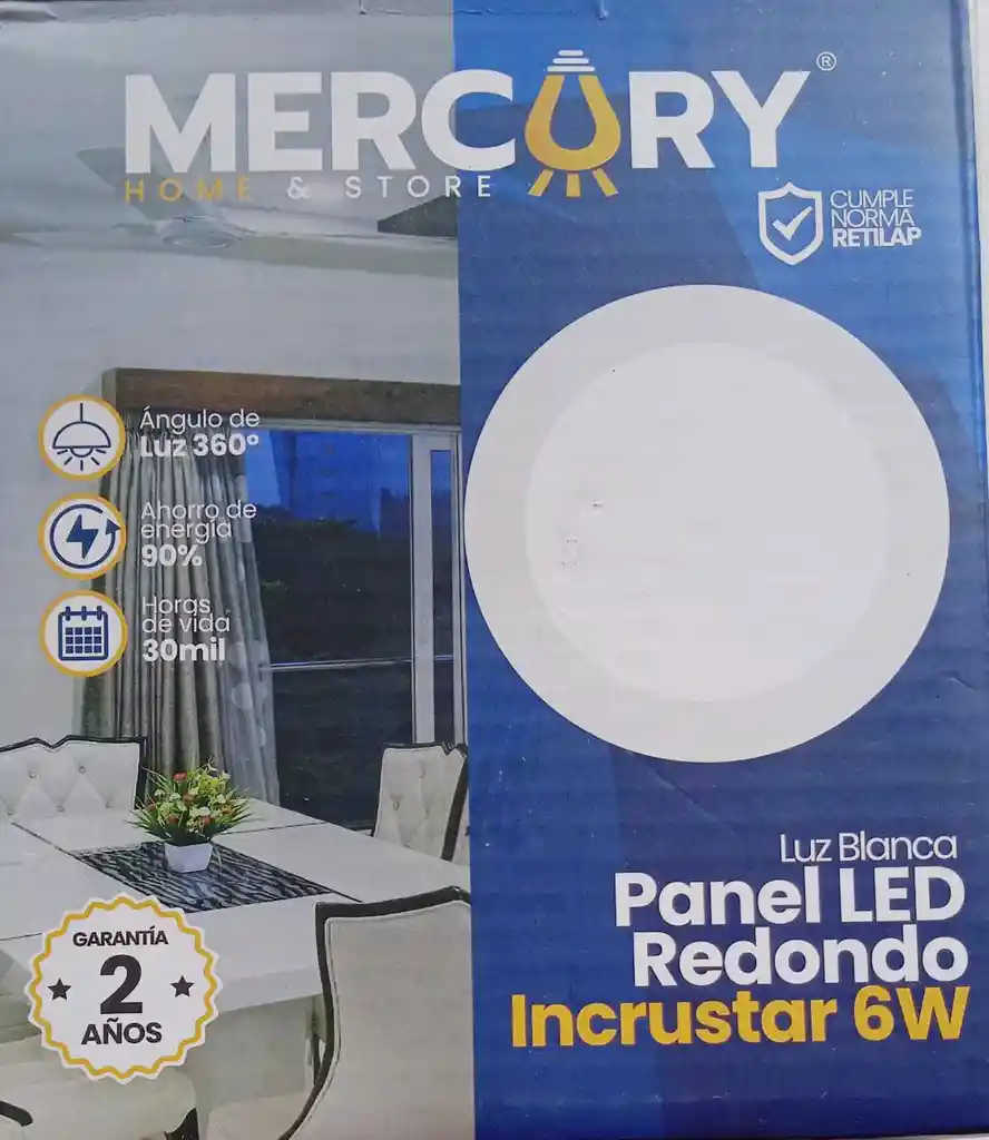 Panel Led Redondo Incrustar 6w Luz Blanca - Mercury