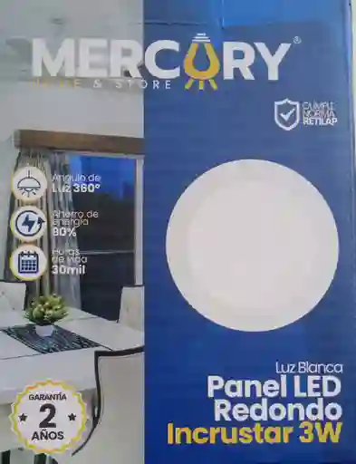 Panel Led Redondo Incrustar 3w Luz Blanca - Mercury