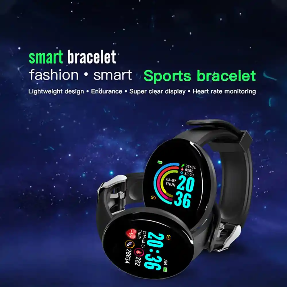 Smartwatch Bracelete Fitness Reloj Inteligente Android Pulsera Bluetooth Negro Redondo D18