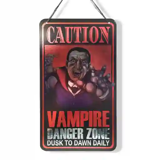 Letrero Dracula Caution Halloween Decoracion