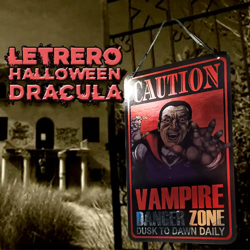 Letrero Dracula Caution Halloween Decoracion
