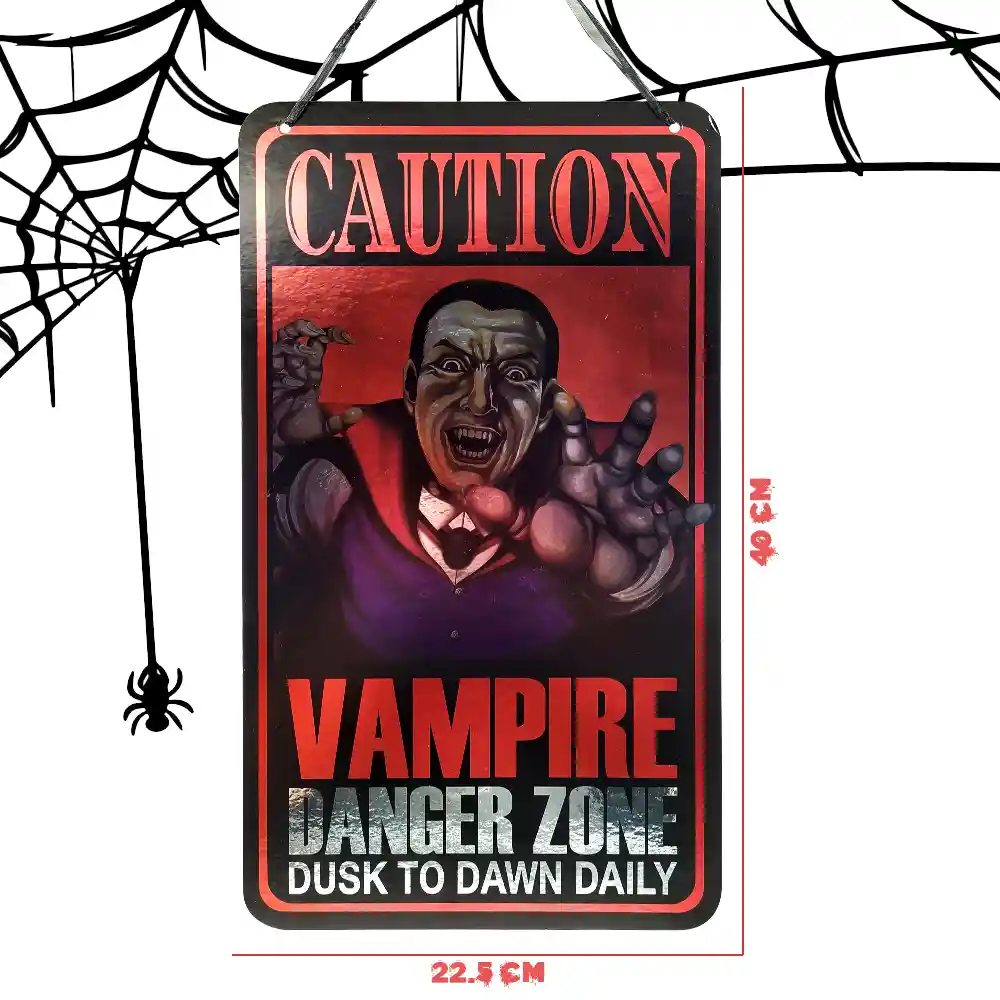 Letrero Dracula Caution Halloween Decoracion