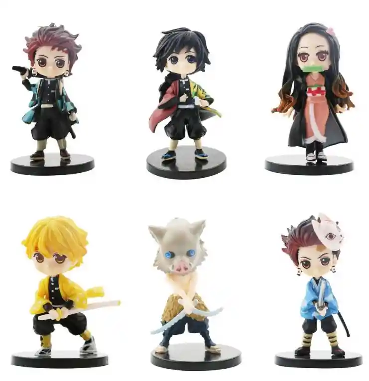 Demon Slayer 6 Pcs Miniatura Figuras De Accion Coleccionbles Juguete