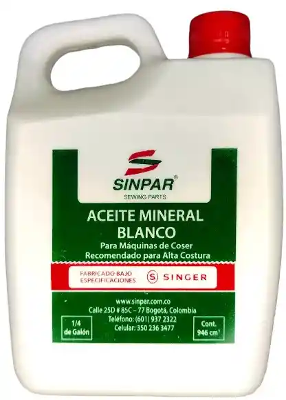 Aceite Sinpar Transparente Maquina De Coser 1/4 Galón