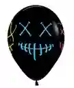 R-12 Inf Globos Bombas Sempertex Fashion Negro 4 Caras Máscaras Neón Halloween X12 U