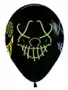 R-12 Inf Globos Bombas Sempertex Fashion Negro 4 Caras Máscaras Neón Halloween X12 U